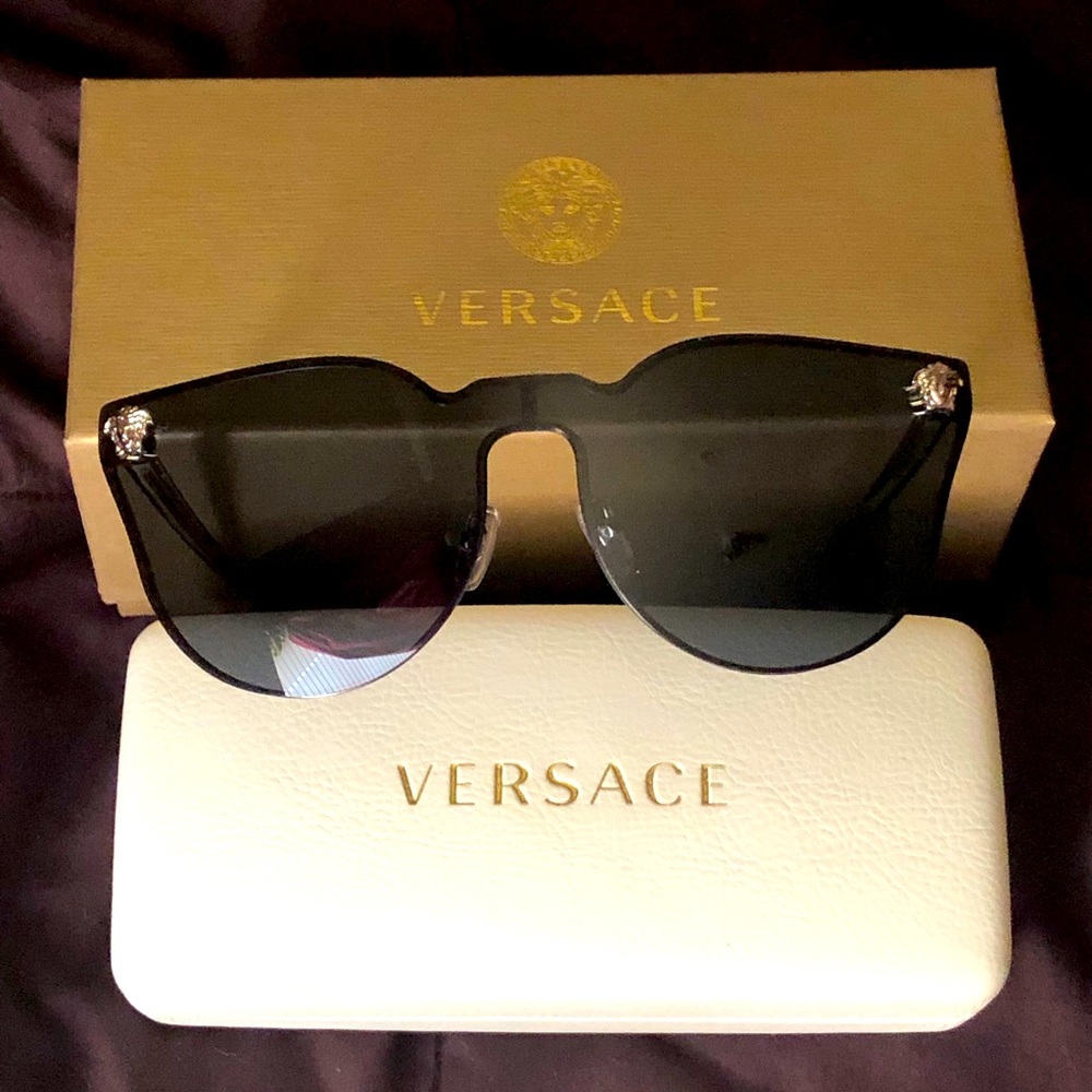 Versace rimless cateye sunglasses black & silver